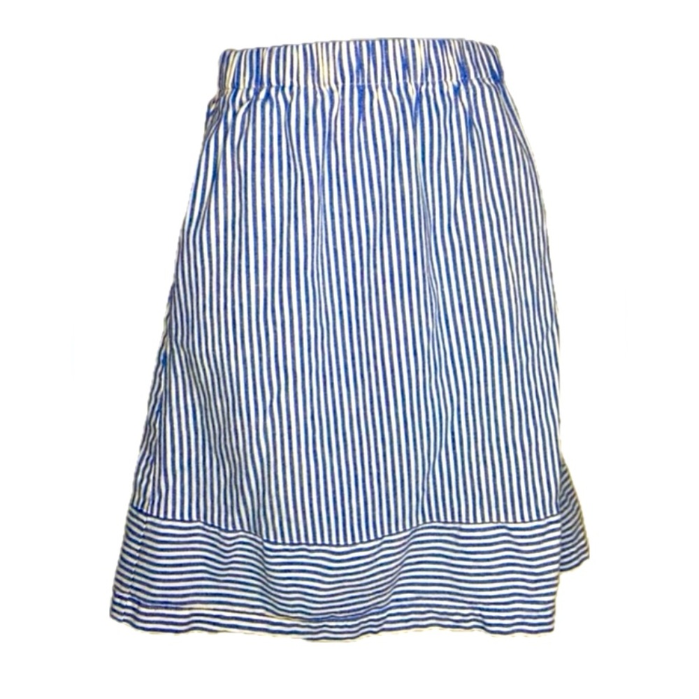J. Crew Blue and White A-Line Smocked Skirt